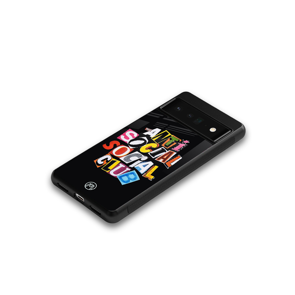 anti social club back phone cover | glass case for google pixel 6 pro