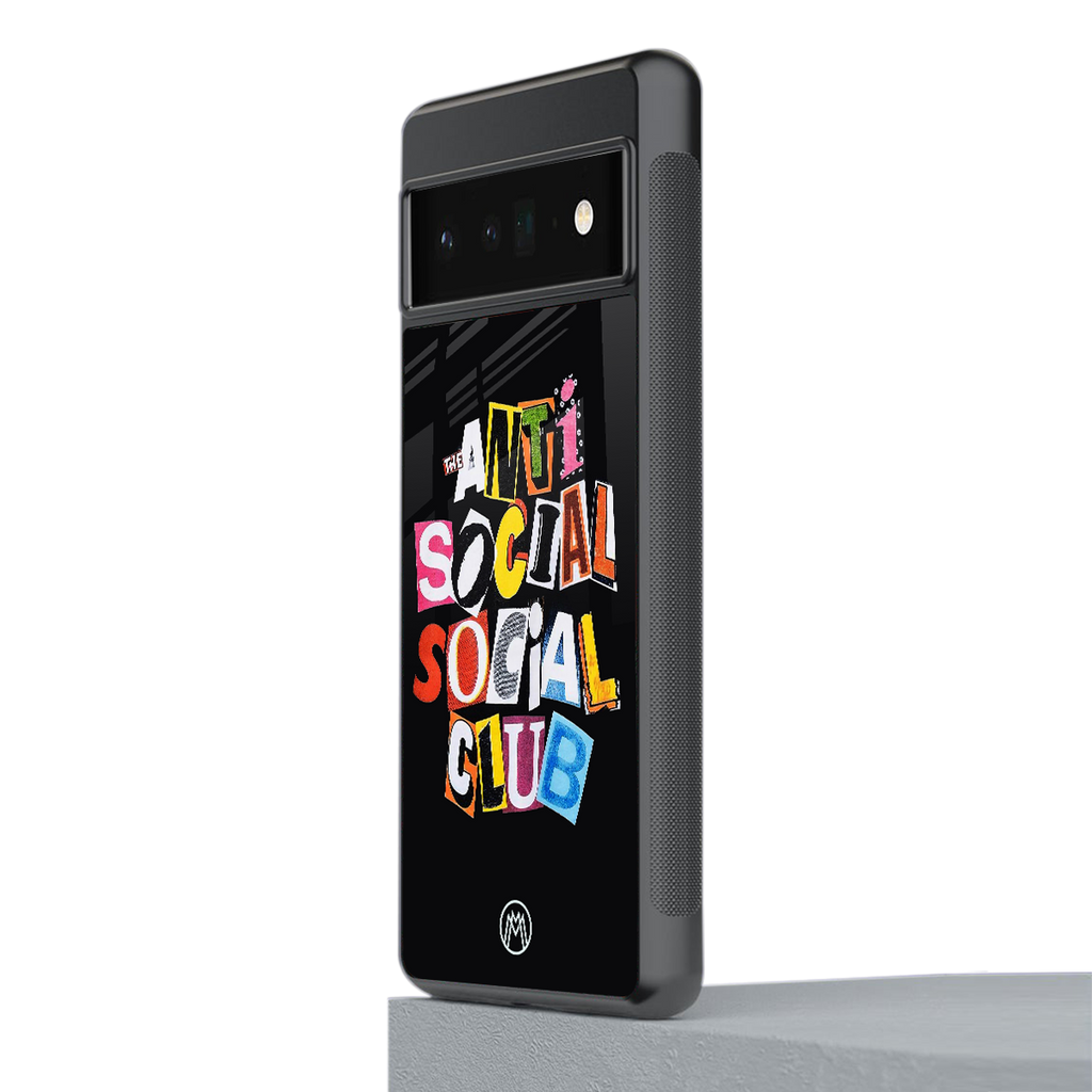 anti social club back phone cover | glass case for google pixel 6 pro