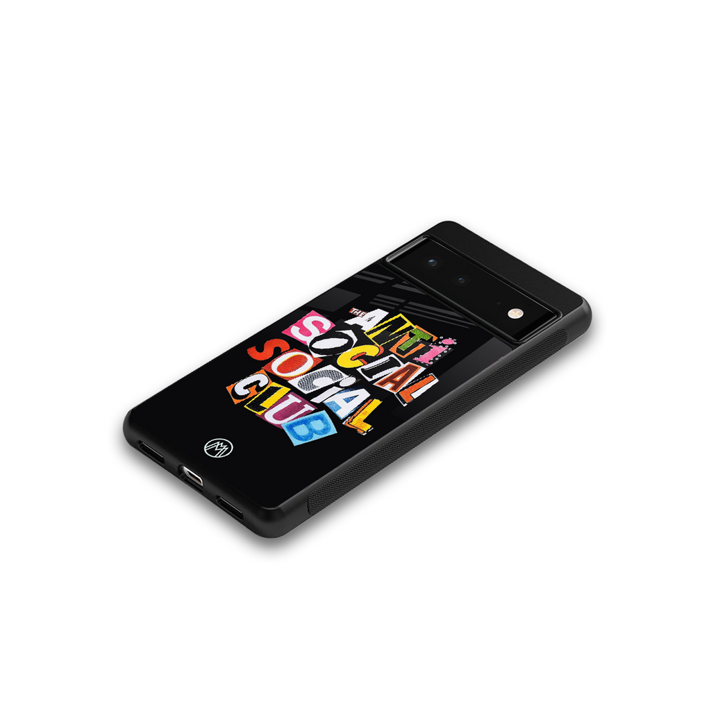 anti social club back phone cover | glass case for google pixel 6