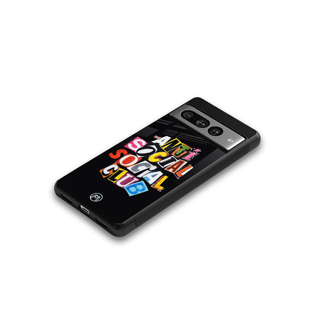anti social club back phone cover | glass case for google pixel 7 pro