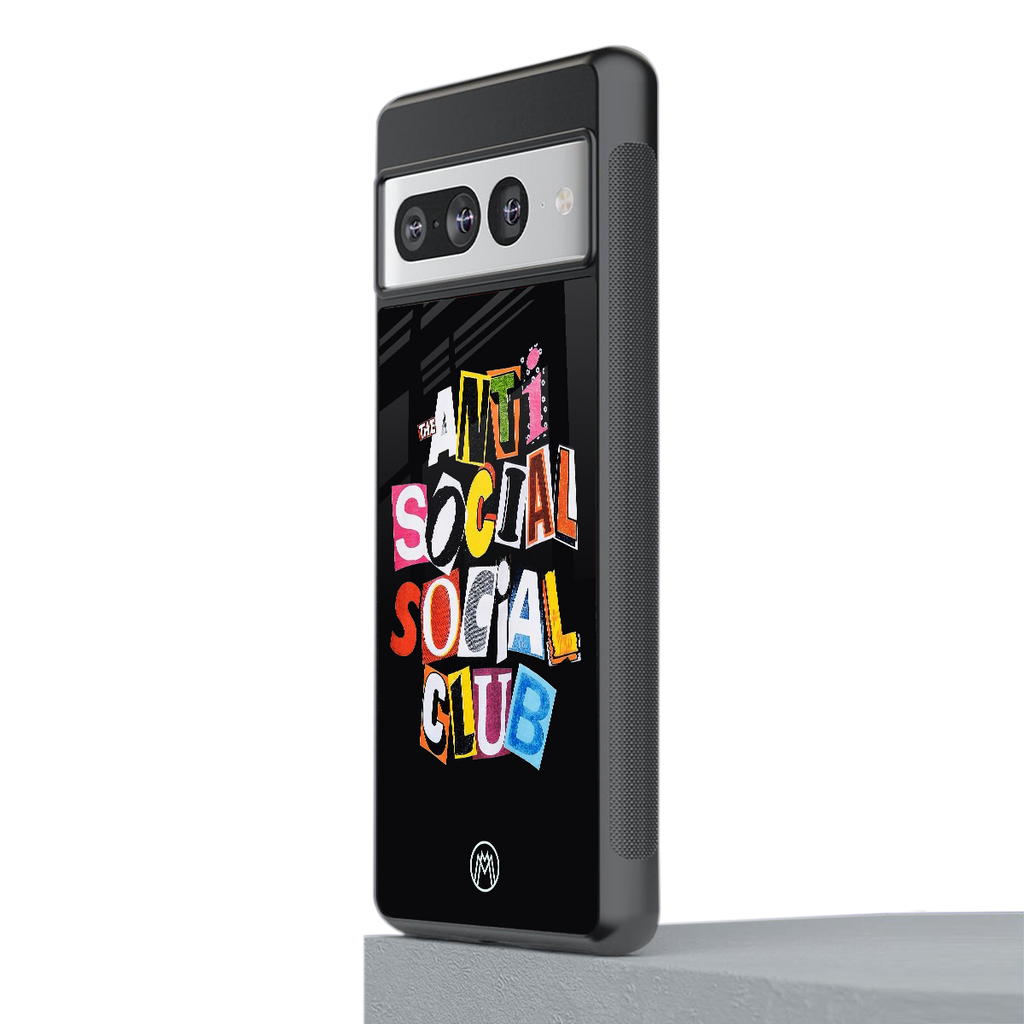 anti social club back phone cover | glass case for google pixel 7 pro