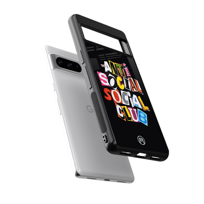 anti social club back phone cover | glass case for google pixel 8 pro