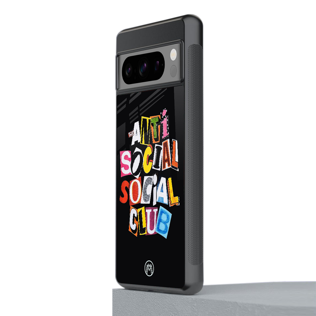 anti social club back phone cover | glass case for google pixel 8 pro