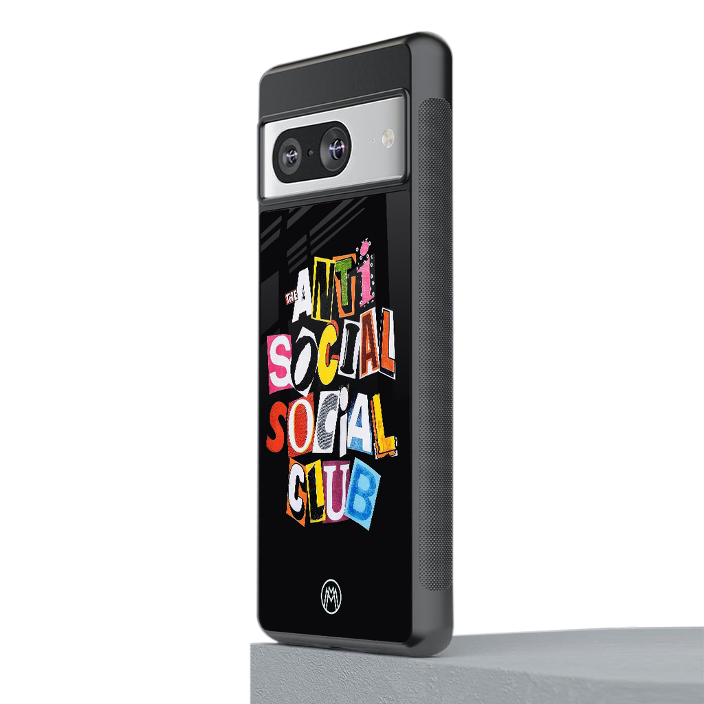anti social club back phone cover | glass case for Google Pixel 8