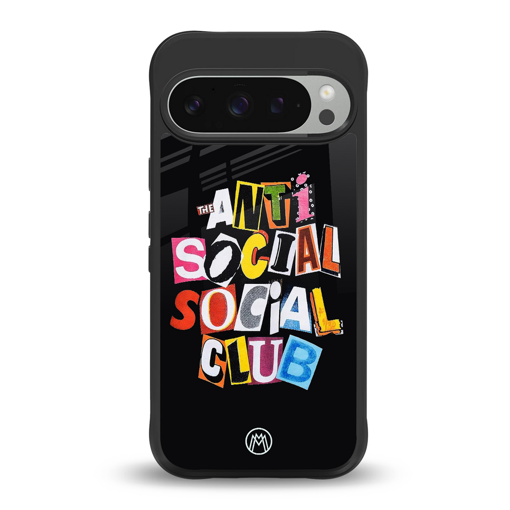 anti social club back phone cover | glass case for google pixel 9 pro