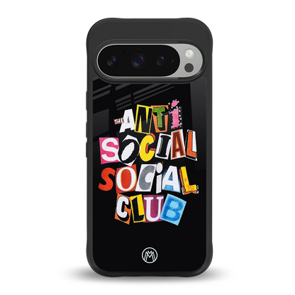 anti social club back phone cover | glass case for google pixel 9 pro