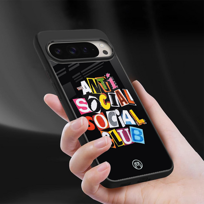 anti social club back phone cover | glass case for google pixel 9 pro