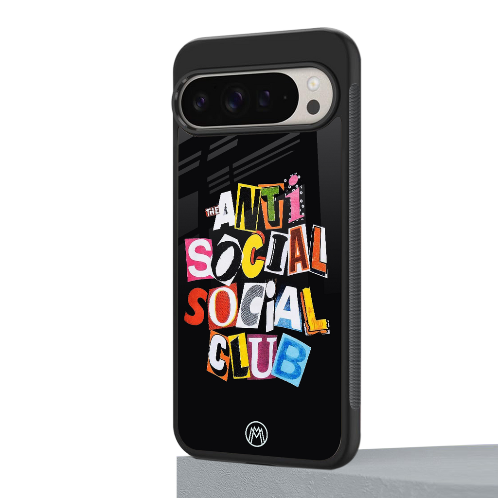 anti social club back phone cover | glass case for google pixel 9 pro