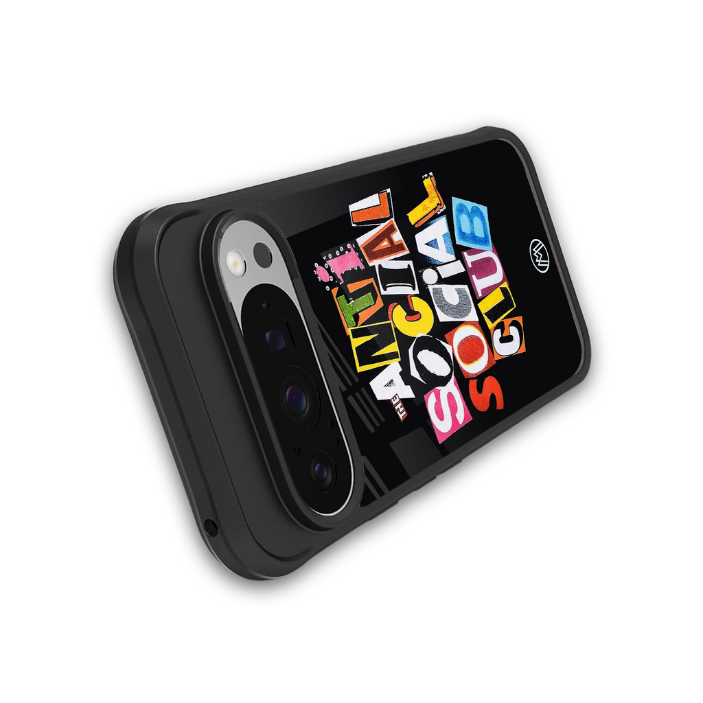 anti social club back phone cover | glass case for google pixel 9 pro xl