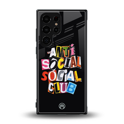 anti social club back phone cover | glass case for samsung galaxy s24 ultra