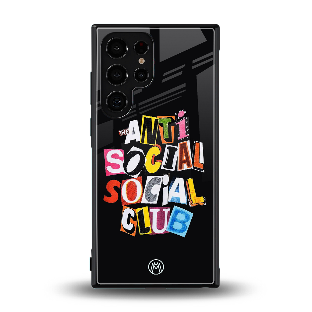 anti social club back phone cover | glass case for samsung galaxy s23 ultra