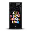 anti social club back phone cover | glass case for samsung galaxy s23 ultra