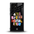 anti social club back phone cover | glass case for samsung galaxy s23 ultra