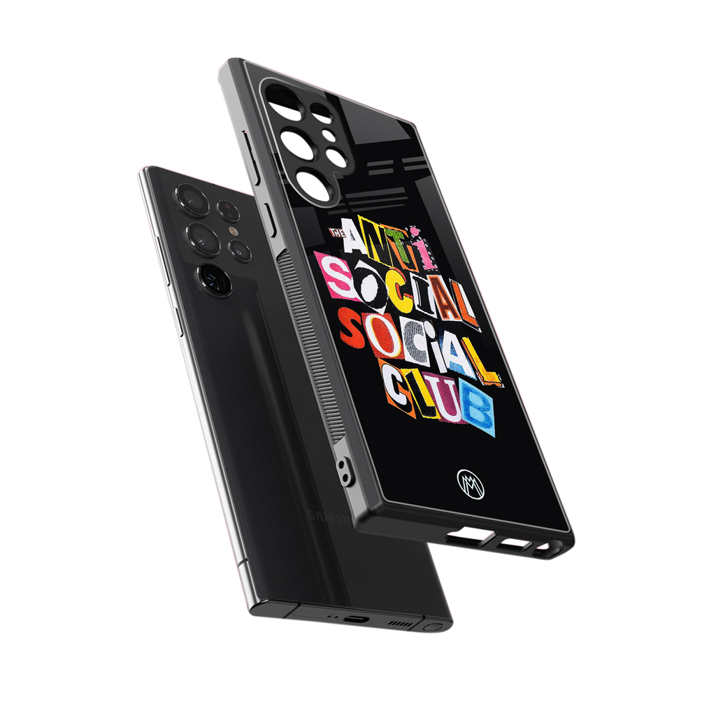 anti social club back phone cover | glass case for samsung galaxy s23 ultra