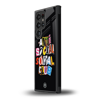anti social club back phone cover | glass case for samsung galaxy s24 ultra