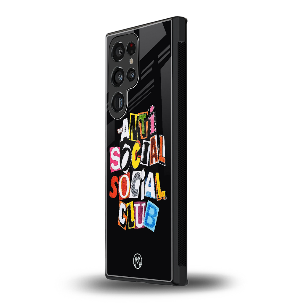 anti social club back phone cover | glass case for samsung galaxy s23 ultra