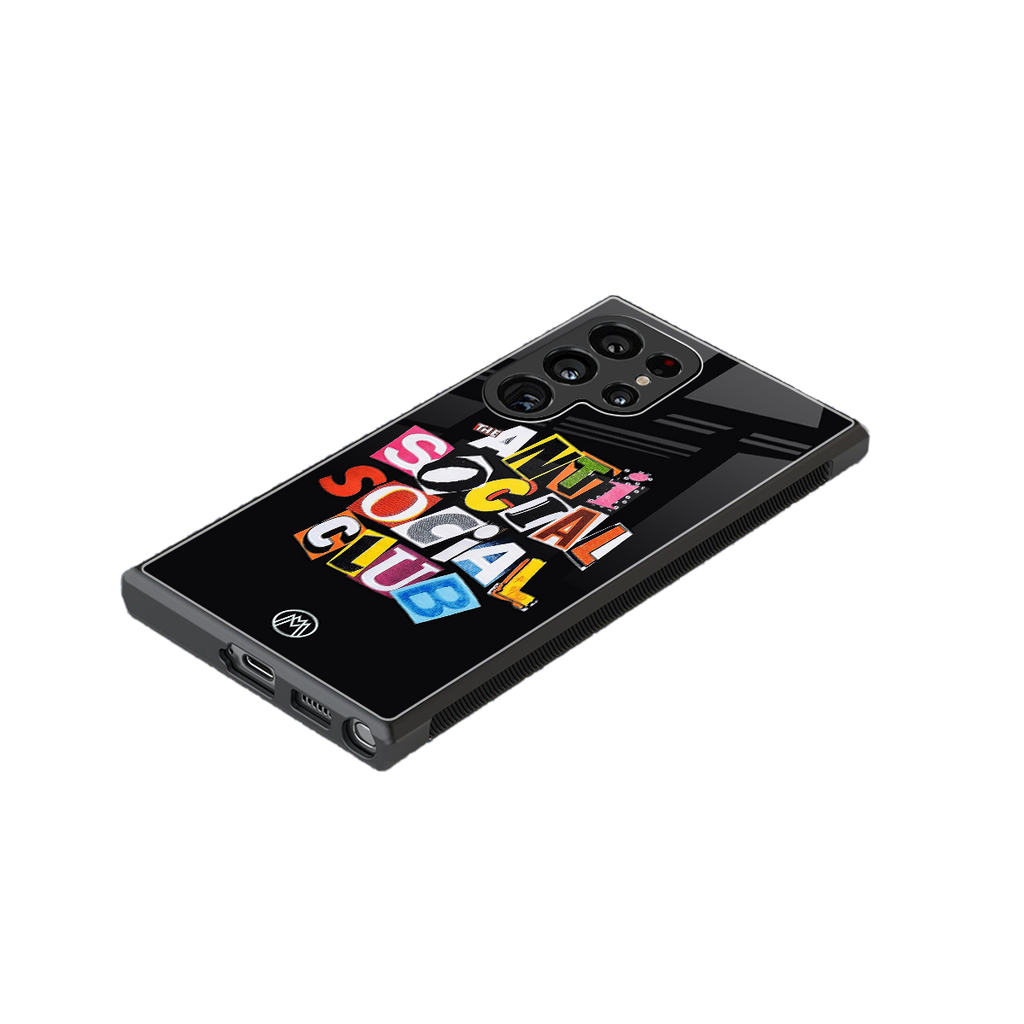 anti social club back phone cover | glass case for samsung galaxy s23 ultra