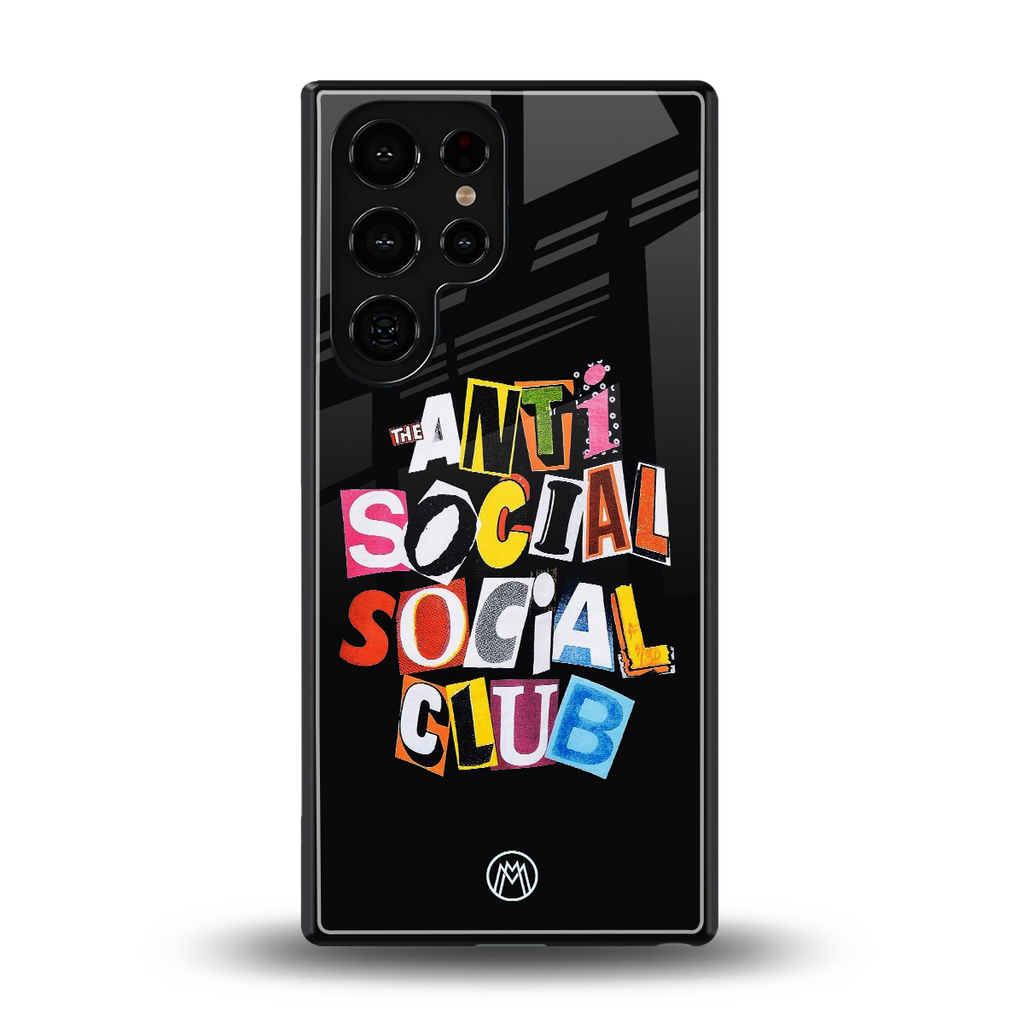 anti social club back phone cover | glass case for samsung galaxy s25 ultra