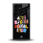anti social club back phone cover | glass case for samsung galaxy s25 ultra