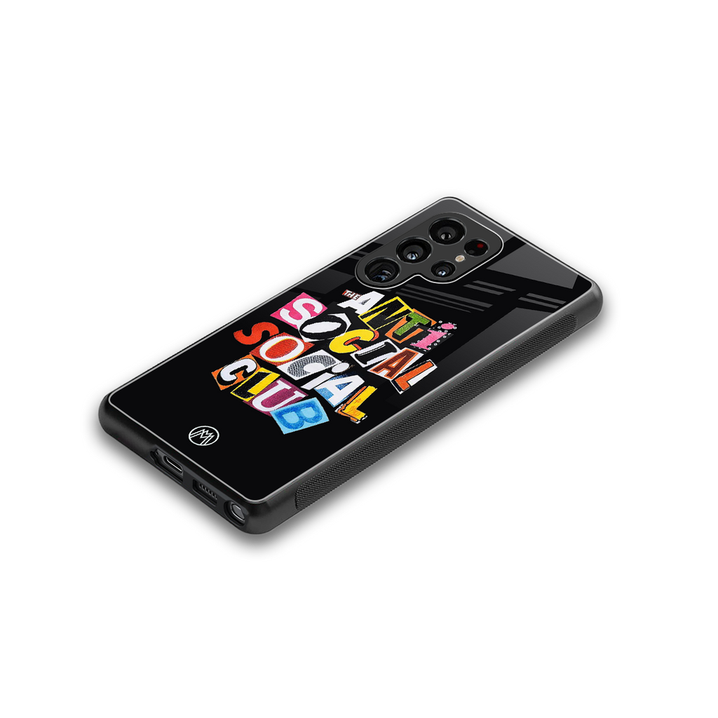 anti social club back phone cover | glass case for samsung galaxy s25 ultra