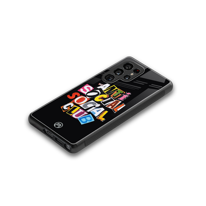 anti social club back phone cover | glass case for samsung galaxy s25 ultra