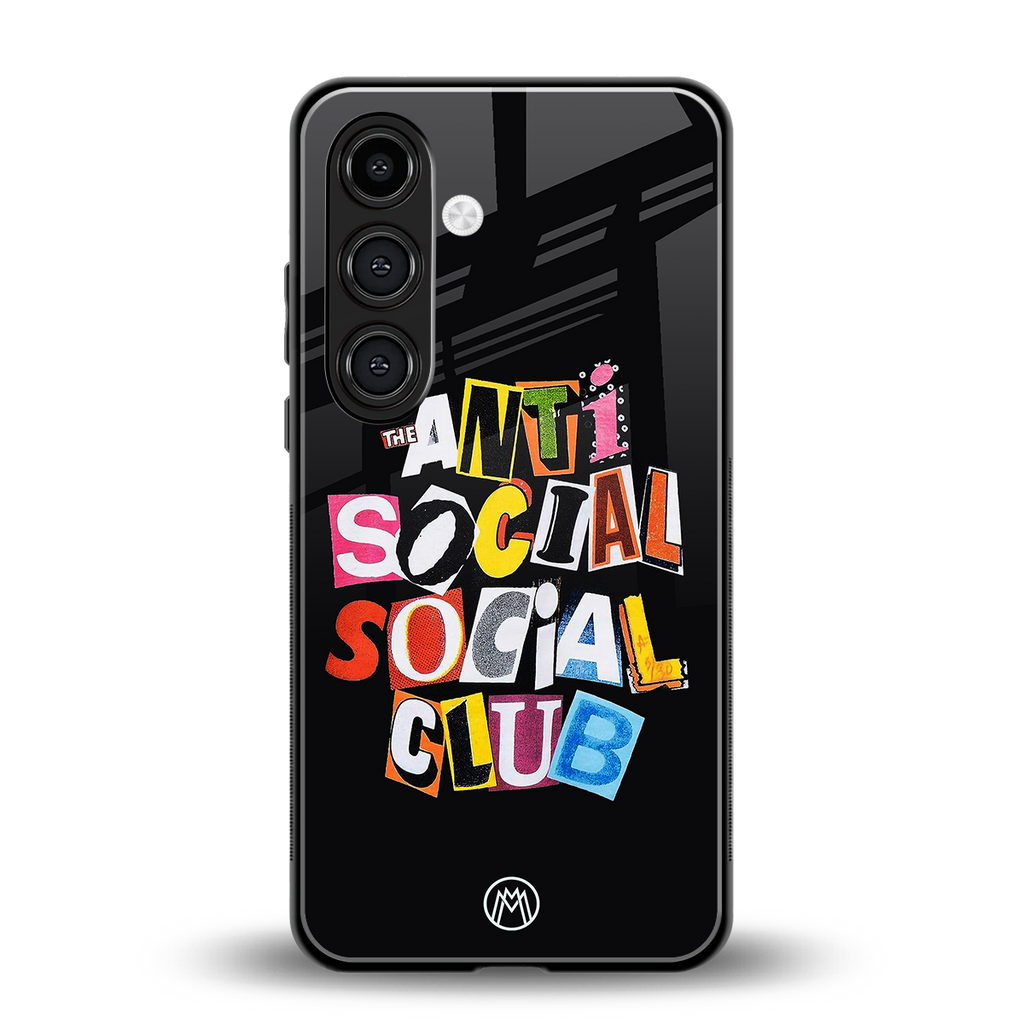 anti social club back phone cover | glass case for samsung galaxy s24