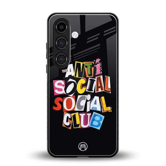 anti social club back phone cover | glass case for samsung galaxy s24 plus