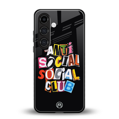 anti social club back phone cover | glass case for samsung galaxy s23 plus