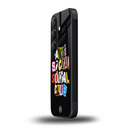 anti social club back phone cover | glass case for samsung galaxy s24 plus