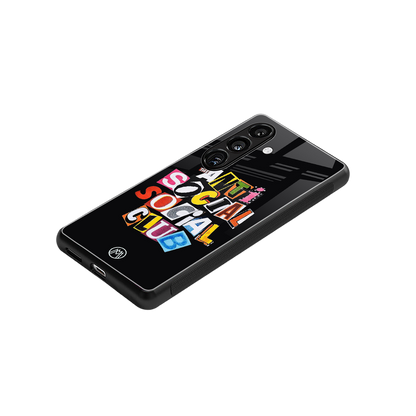 anti social club back phone cover | glass case for samsung galaxy s24 plus