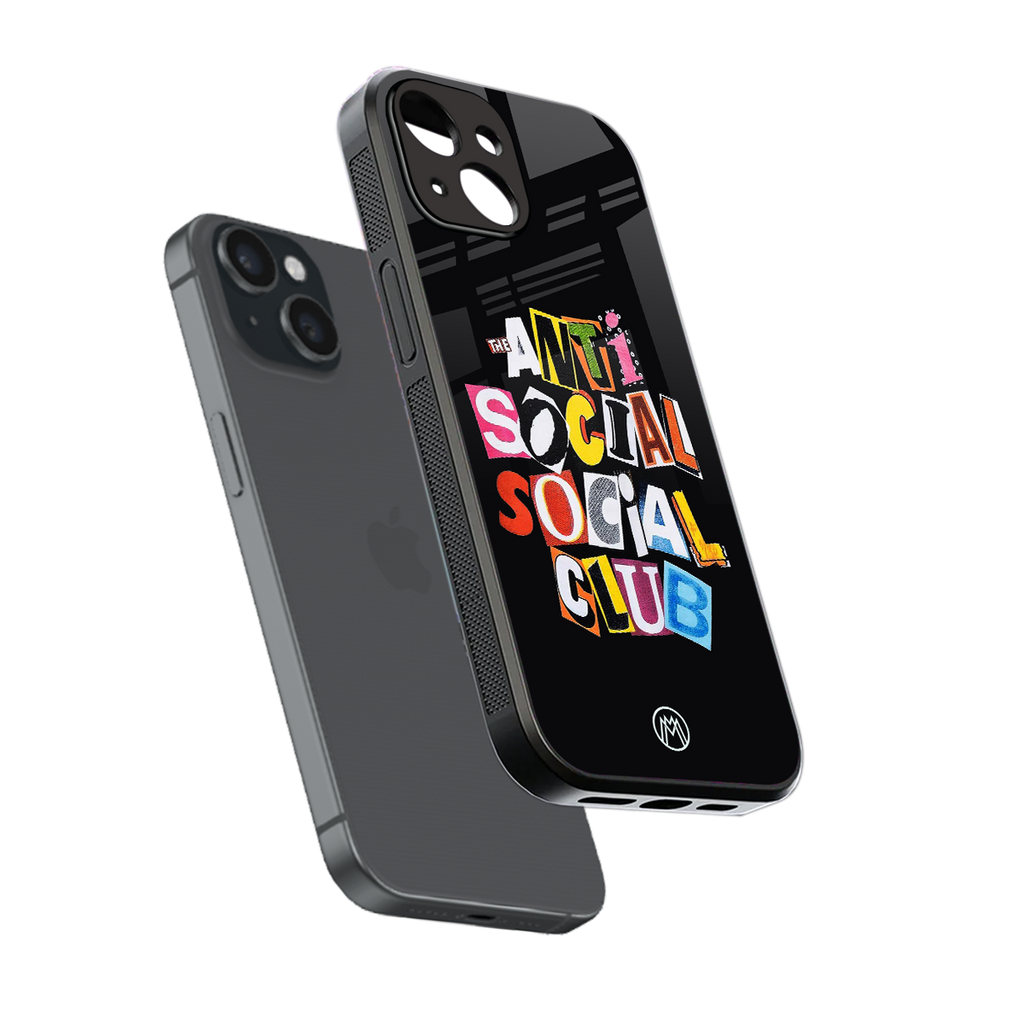 anti social club back phone cover | glass case for iphone 15