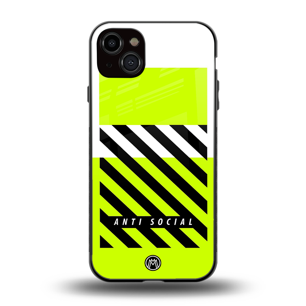 anti social back phone cover | glass case for iphone 15 plus