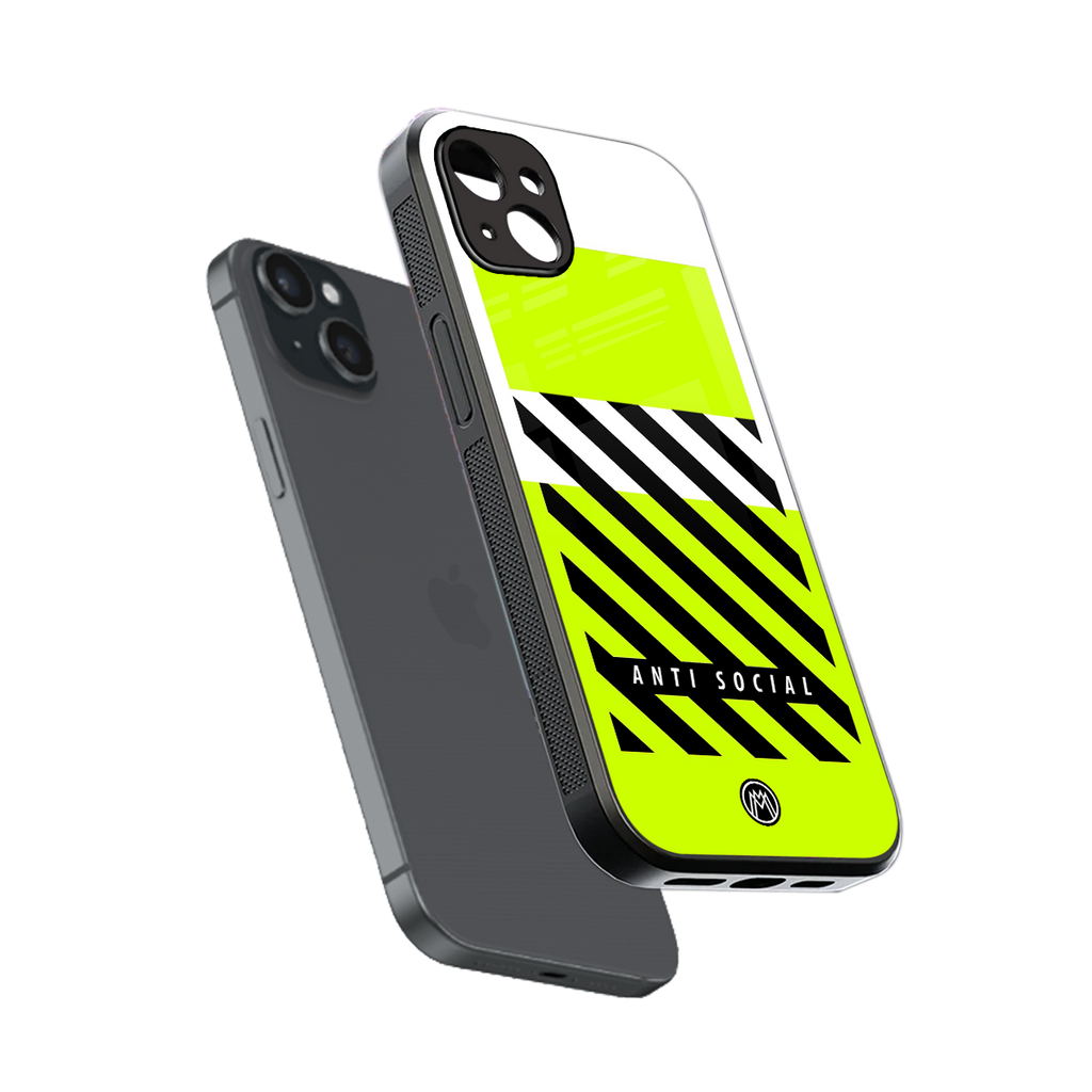 anti social back phone cover | glass case for iphone 15 plus