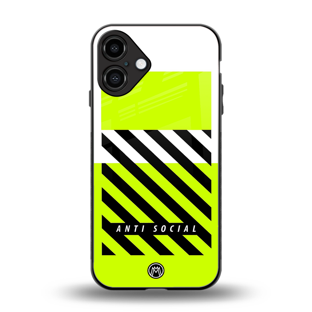 anti social back phone cover | glass case for iphone 16 plus