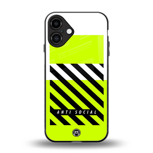 anti social back phone cover | glass case for iphone 16 plus