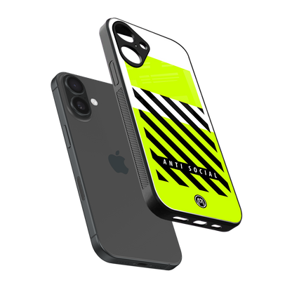 anti social back phone cover | glass case for iphone 16 plus