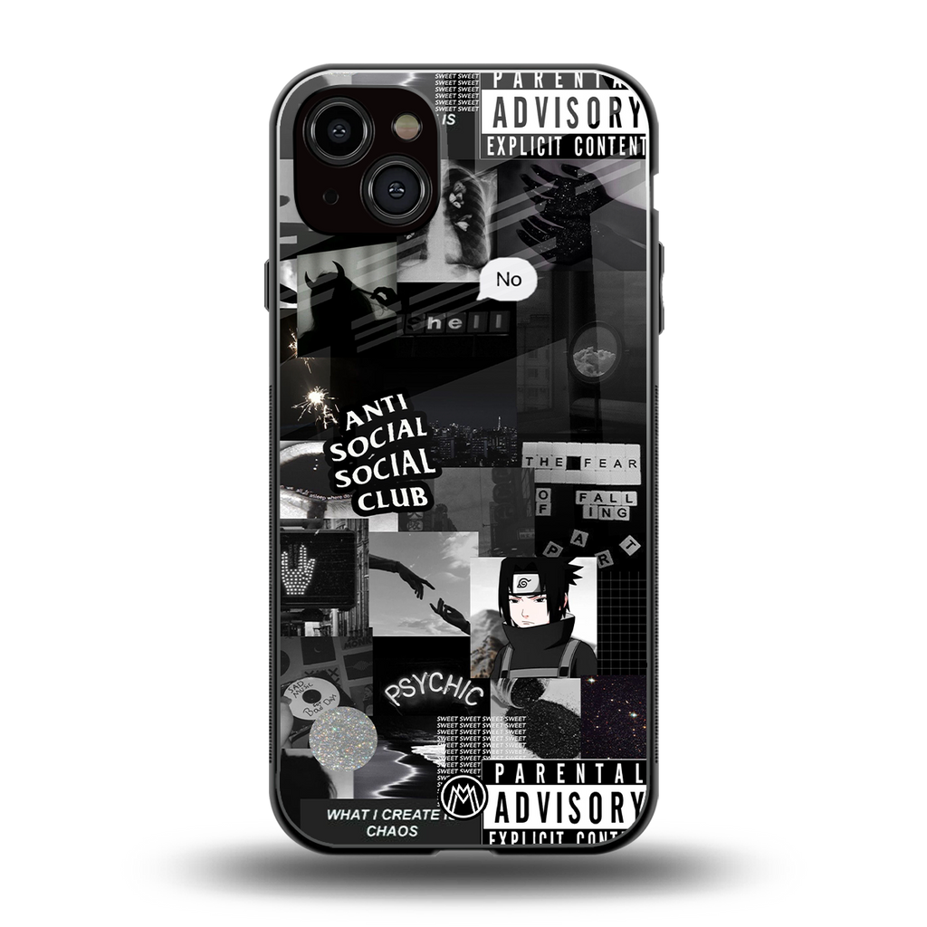 anti social social club dark edition back phone cover | glass case for iphone 15 plus