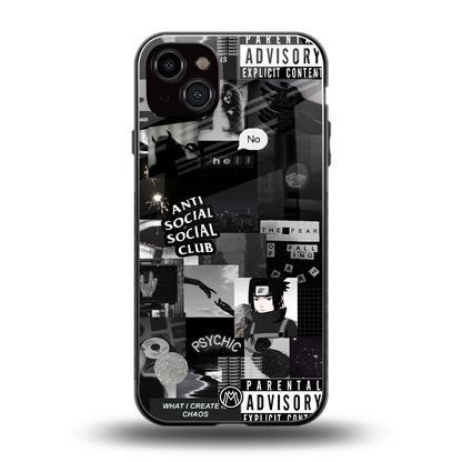 anti social social club dark edition back phone cover | glass case for iphone 15 plus