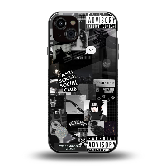 anti social social club dark edition back phone cover | glass case for iphone 15 plus