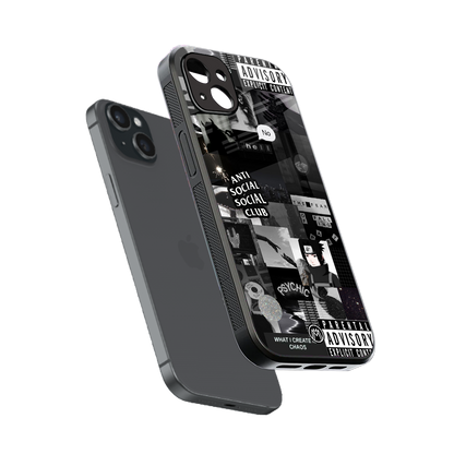 anti social social club dark edition back phone cover | glass case for iphone 15 plus