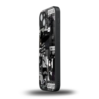 anti social social club dark edition back phone cover | glass case for iphone 15 plus
