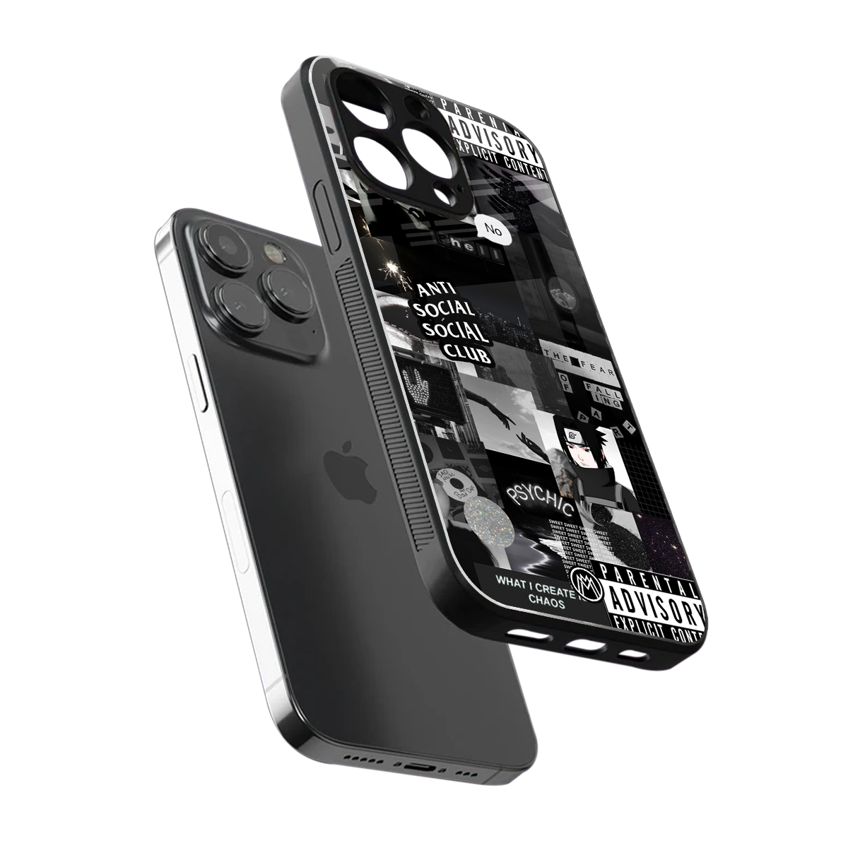 anti social social club dark edition back phone cover | glass case for iphone 15 pro max