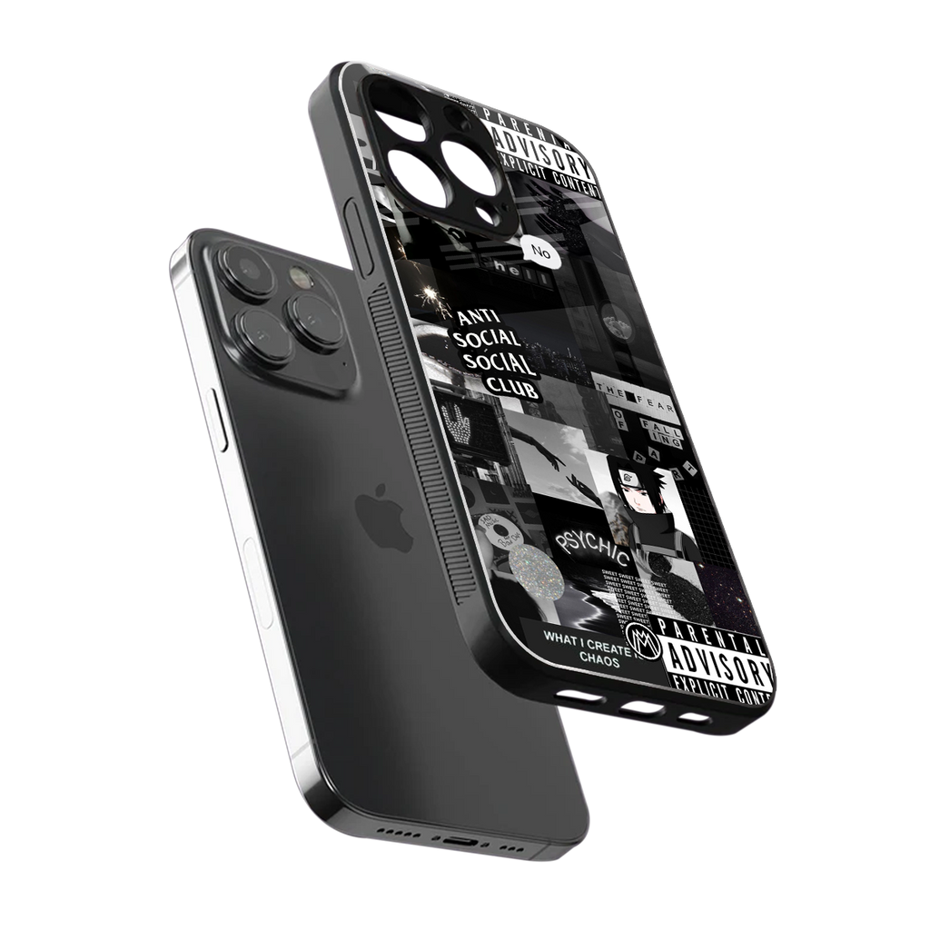 anti social social club dark edition back phone cover | glass case for iphone 14 pro max