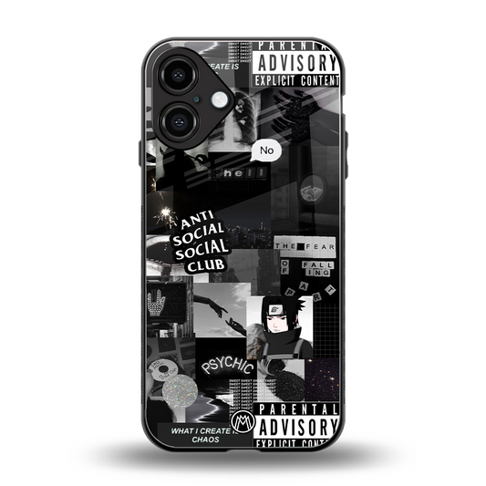 anti social social club dark edition back phone cover | glass case for iphone 16 plus