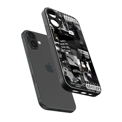 anti social social club dark edition back phone cover | glass case for iphone 16 plus