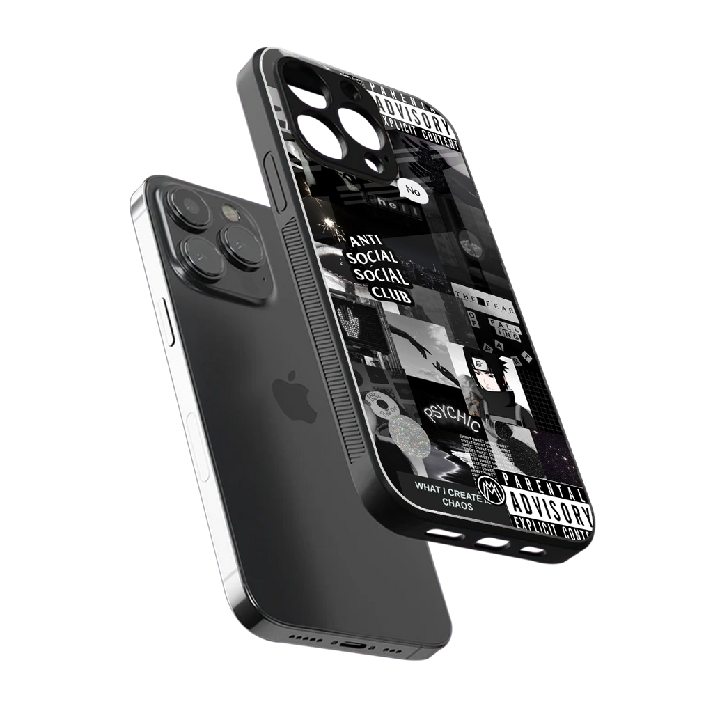 anti social social club dark edition back phone cover | glass case for iphone 16 pro
