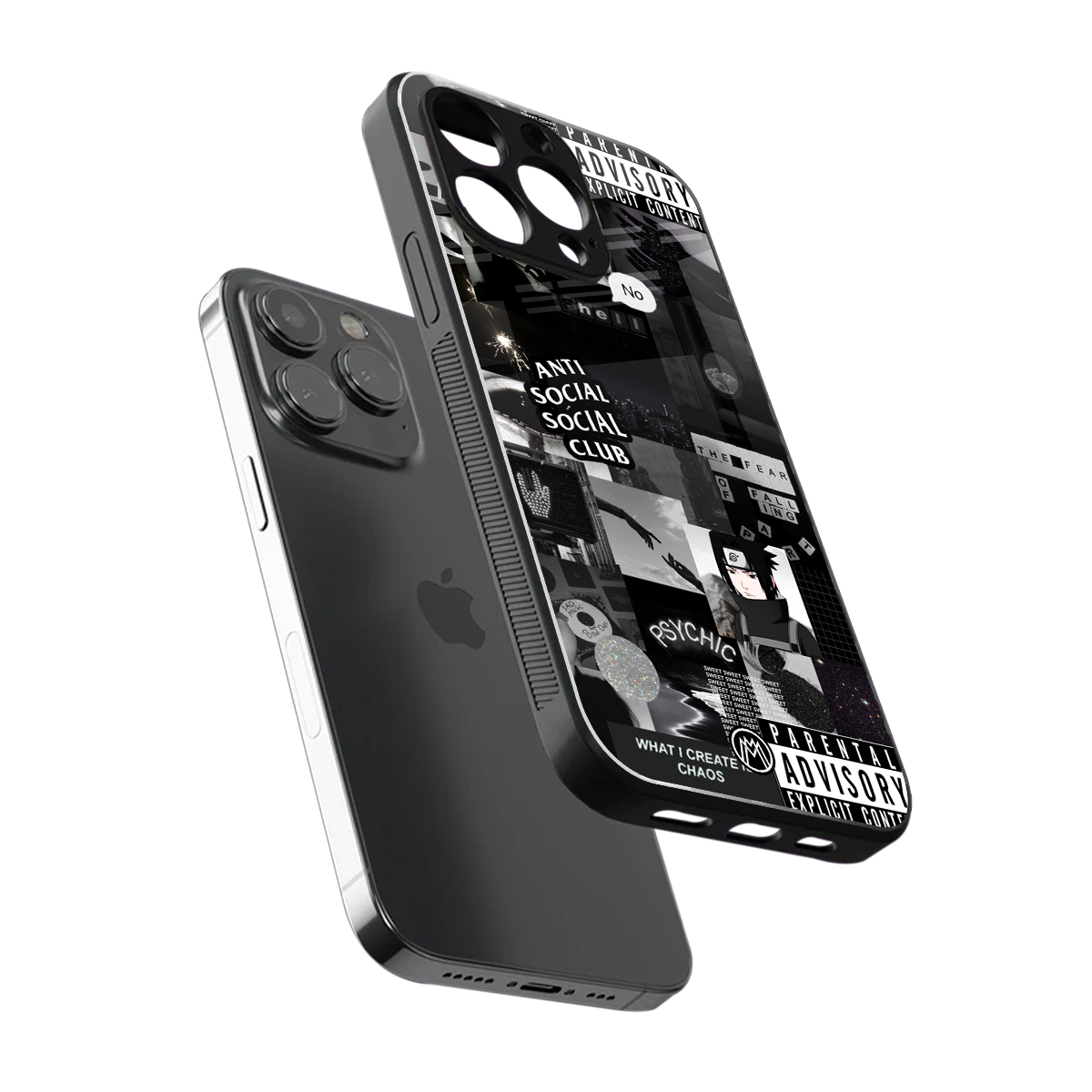 anti social social club dark edition back phone cover | glass case for iphone 16 pro