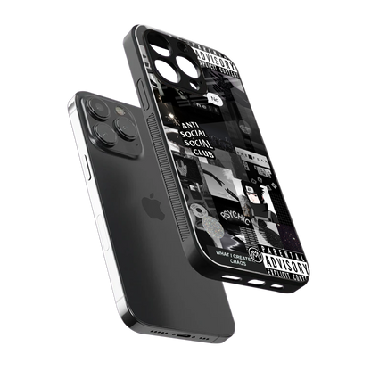 anti social social club dark edition back phone cover | glass case for iphone 16 pro