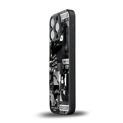 anti social social club dark edition back phone cover | glass case for iphone 16 pro