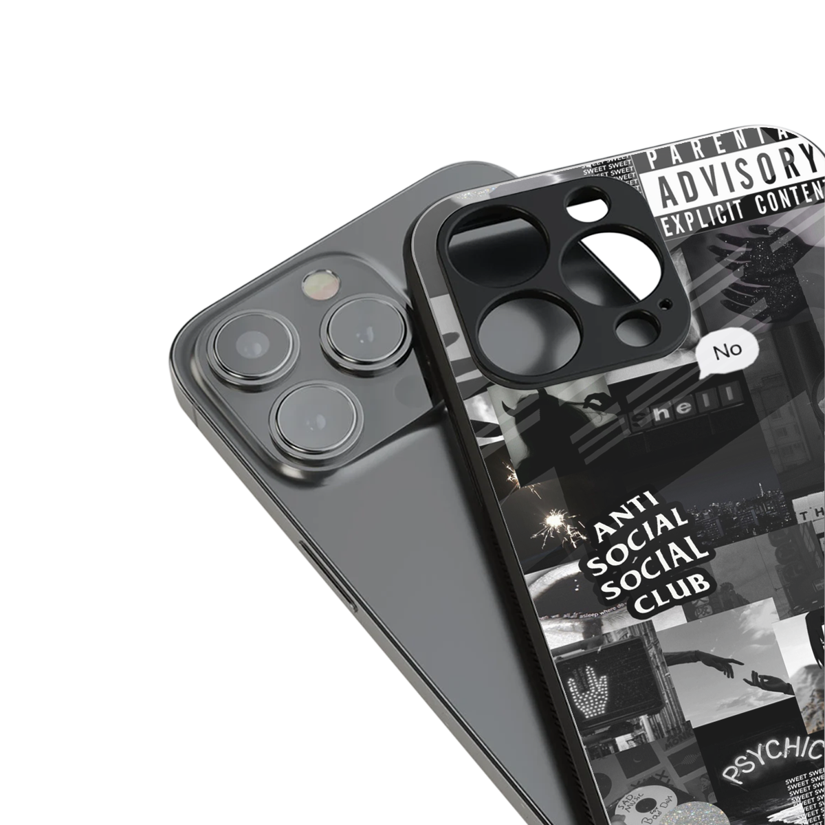 anti social social club dark edition back phone cover | glass case for iphone 16 plus